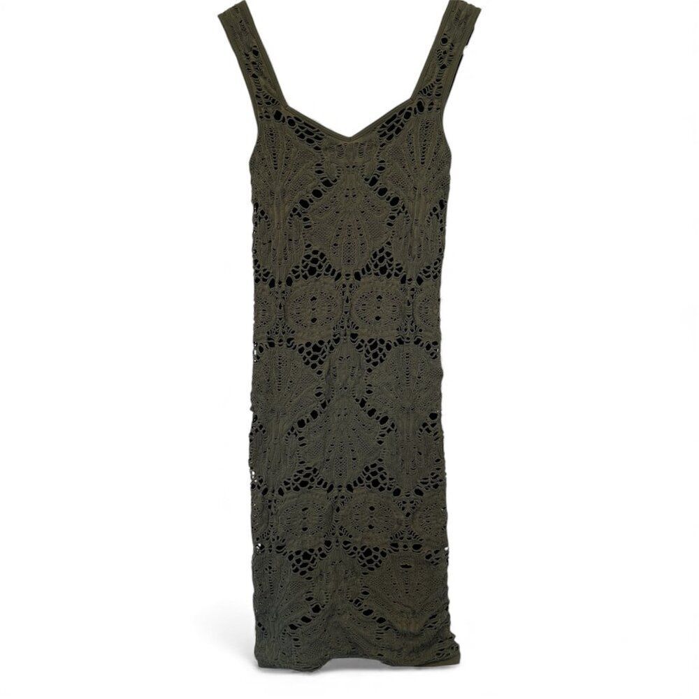 FREE PEOPLE INTIMATELY Sweetheart Bodycon Midi dress olive green black size XS/S